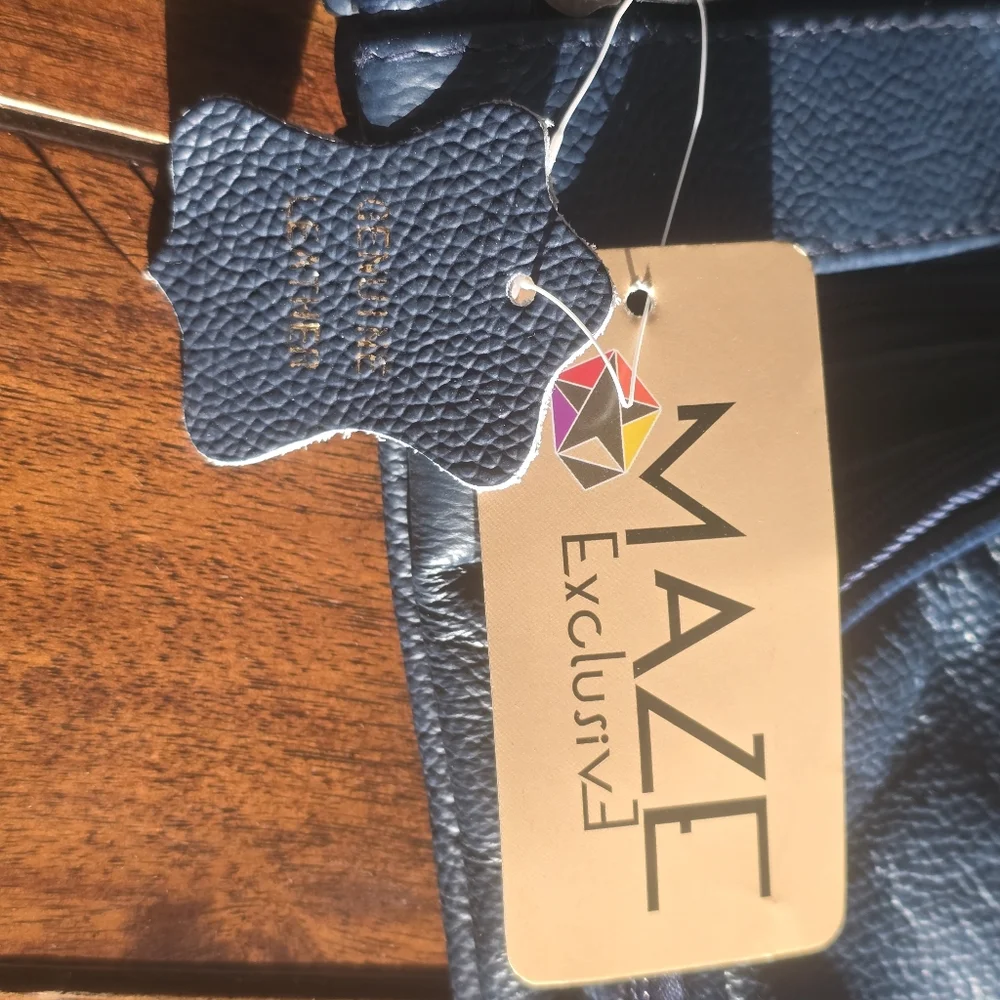 MAZE Exclusive Blue Genuine Leather Crossbody Organizer Bag | Multi-Zip Purse
